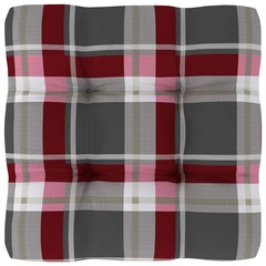 Coussin de canapé palette motif à carreaux rouge 50x50x10 cm