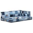 Coussins de canapé palette 3 pcs bleu patchwork en denim