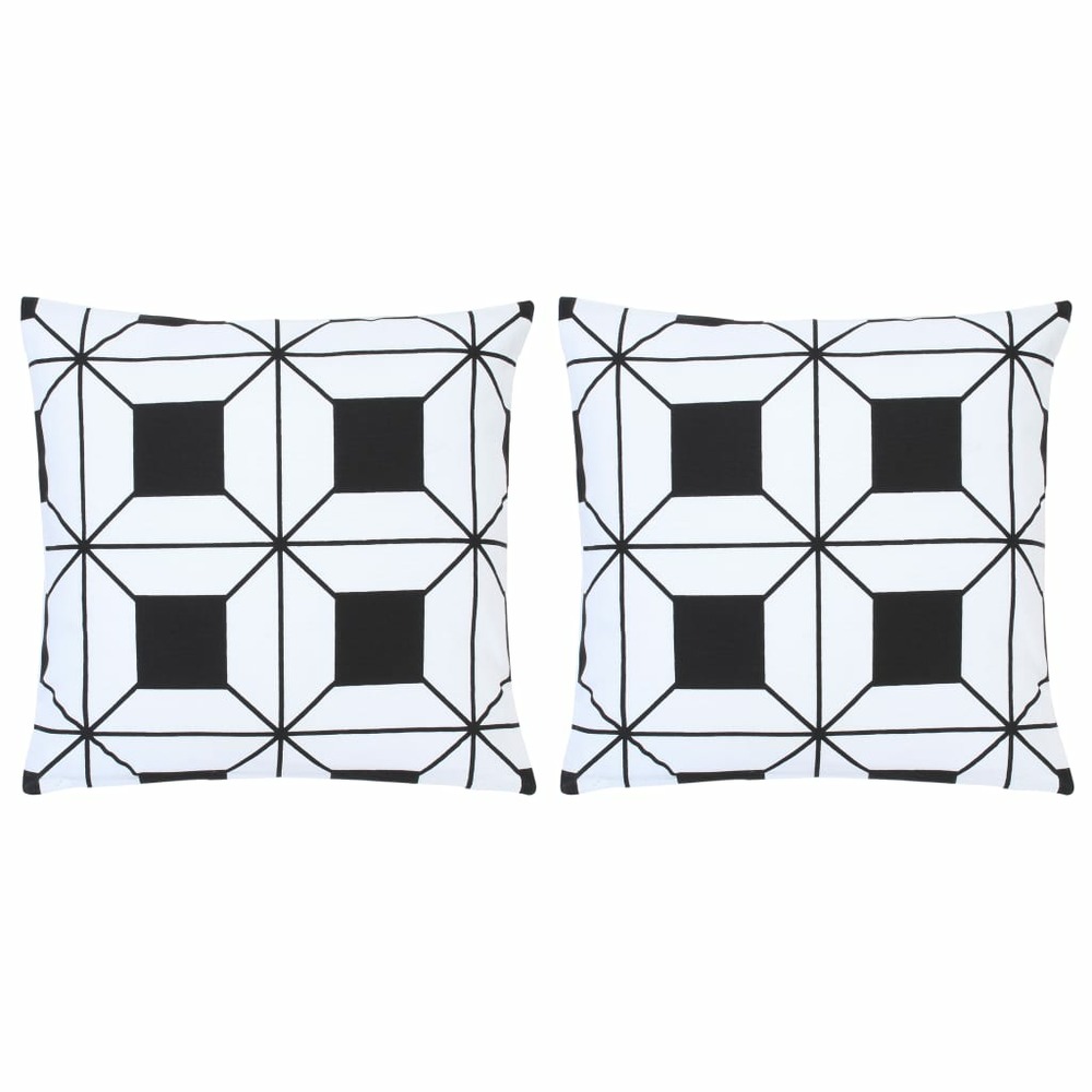Coussins imprimés 2 pcs noir et blanc 40x40 cm coton