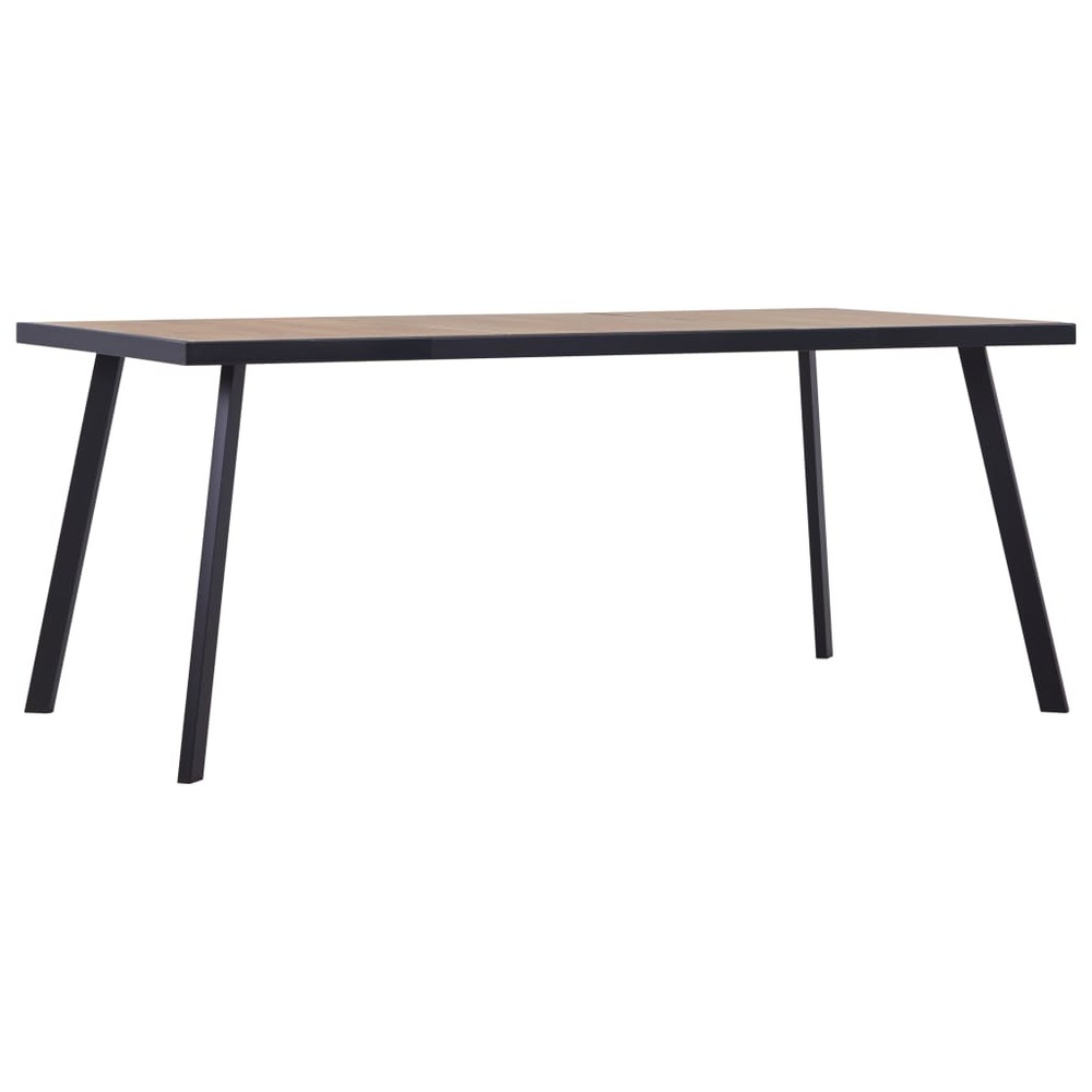 Table de salle à manger bois clair et noir 200x100x75 cm mdf
