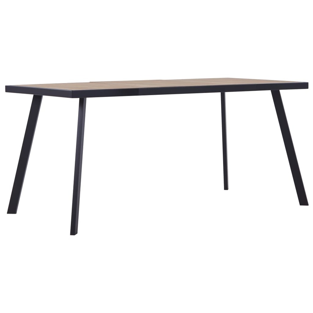 Table de salle à manger bois clair et noir 160x80x75 cm mdf