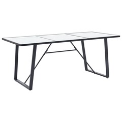 Table de salle à manger blanc 180x90x75 cm verre trempé