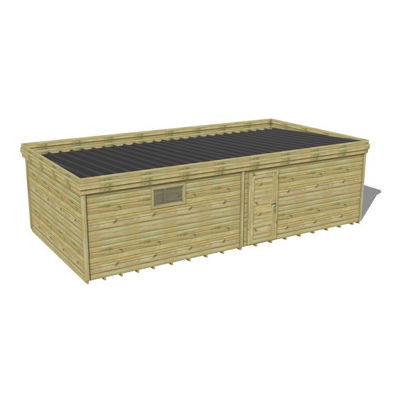 Abri de jardin bois pin traité autoclave 27mm - 8,595x4,34m / 37m2 - bac acier - plancher bois