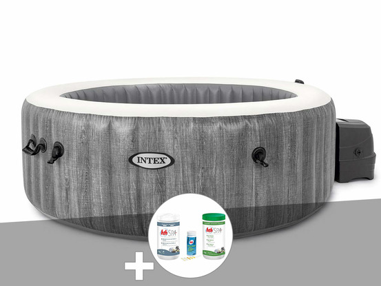 Kit spa gonflable purespa baltik rond bulles 4 places + kit de traitement brome