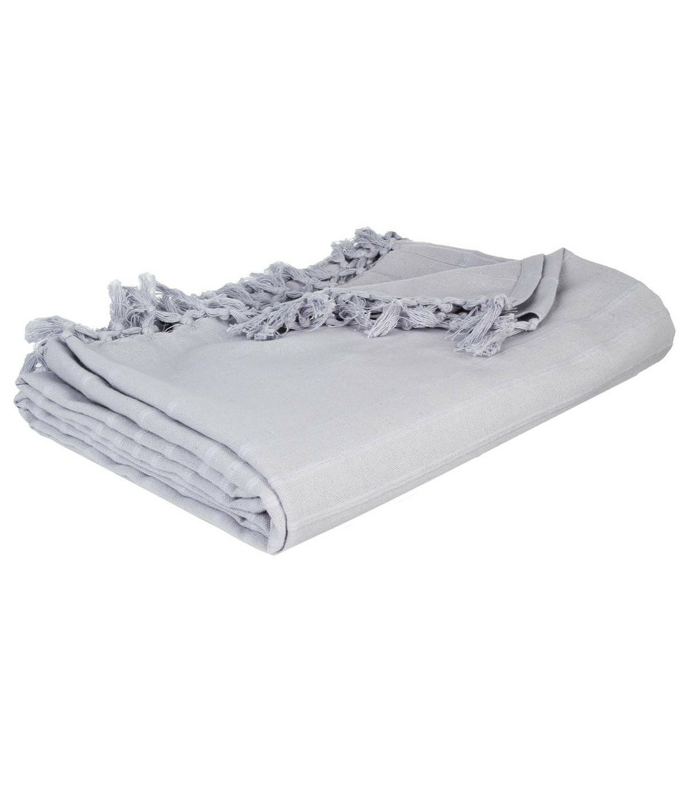 Jeté de lit en coton gris clair 160 x 220 cm