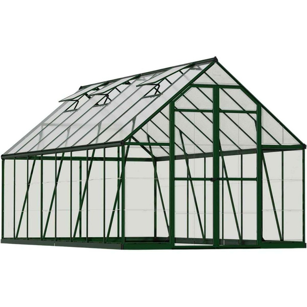 Serre de jardin en aluminium vert et polycarbonate balance 11. 9m²