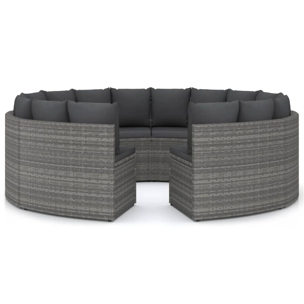 Salon de jardin 8 pcs avec coussins résine tressée gris