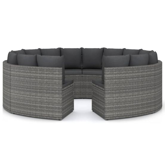 Salon de jardin 8 pcs avec coussins résine tressée gris