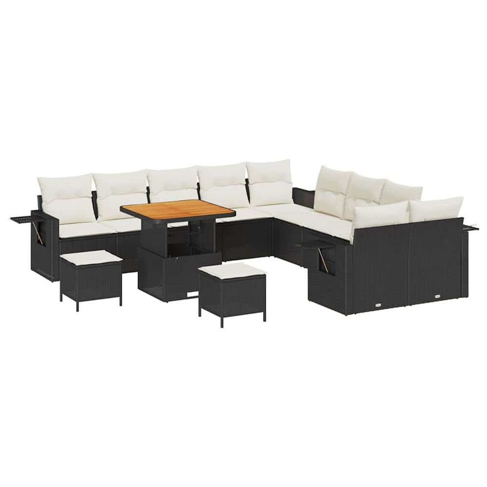 Ensemble de canapé de jardin 13 pc noir polyrotin