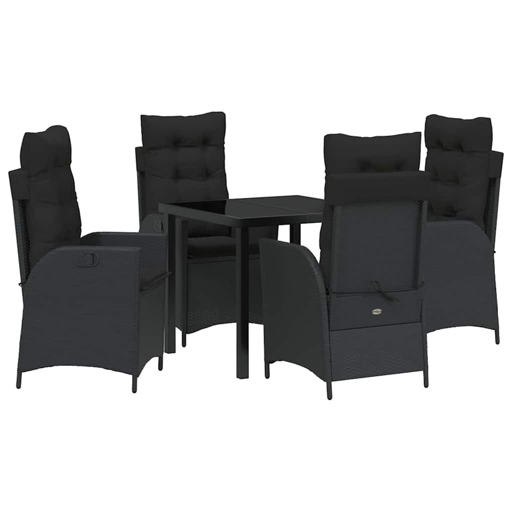 Ensemble de salle à manger pour jardin 5 pcs noir polyrotin
