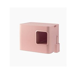 Oppo - litière design pour chat compacte en plastique recyclé rose 50x37,5x38cm