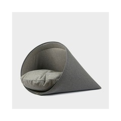 Swida - coussin niche design et cosy, tissu gris 75x58x50cm