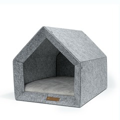 Sanka - niche d'intérieur chien / chat écologique, gris clair 42x60x43cm