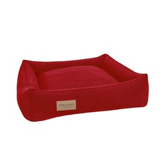 Sutna - panier luxe chien / chat déhoussable en tissu rouge 85x85x23cm