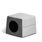 Luola - maison chat design 2 en 1 gris clair, ouverture ronde 48x48x40cm