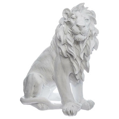 Sculpture lion en résine h31 blanc