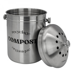 Composteur, bac, poubelle à compost de cuisine - 5 l - inox