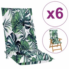 Coussins de chaise de jardin 6 pcs motif de feuilles 120x50x7cm