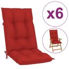 Coussins de chaise de jardin 6 pcs rouge 120x50x7 cm