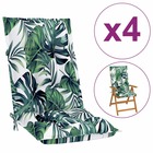 Coussins de chaise de jardin 4 pcs motif de feuilles 120x50x7cm