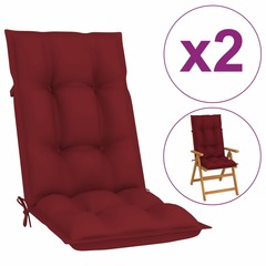 Coussins de chaise de jardin 2 pcs rouge bordeaux 120x50x7 cm