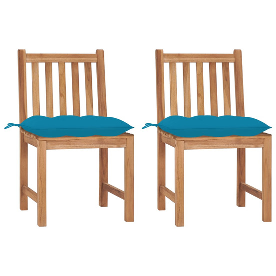 Chaises de jardin lot de 2 avec coussins bois de teck massif