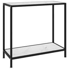 Table console blanc 80x35x75 cm verre trempé