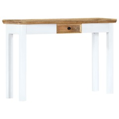 Table console blanc et marron 110x35x75 cm bois manguier massif