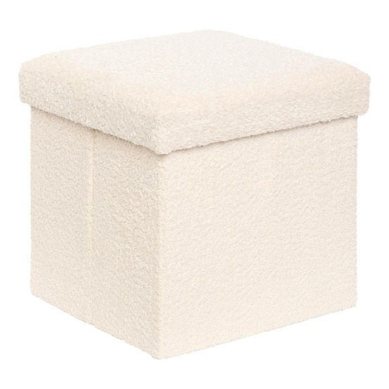 Pouf pliable coffre soana en bouclette ivoire 38x38cm
