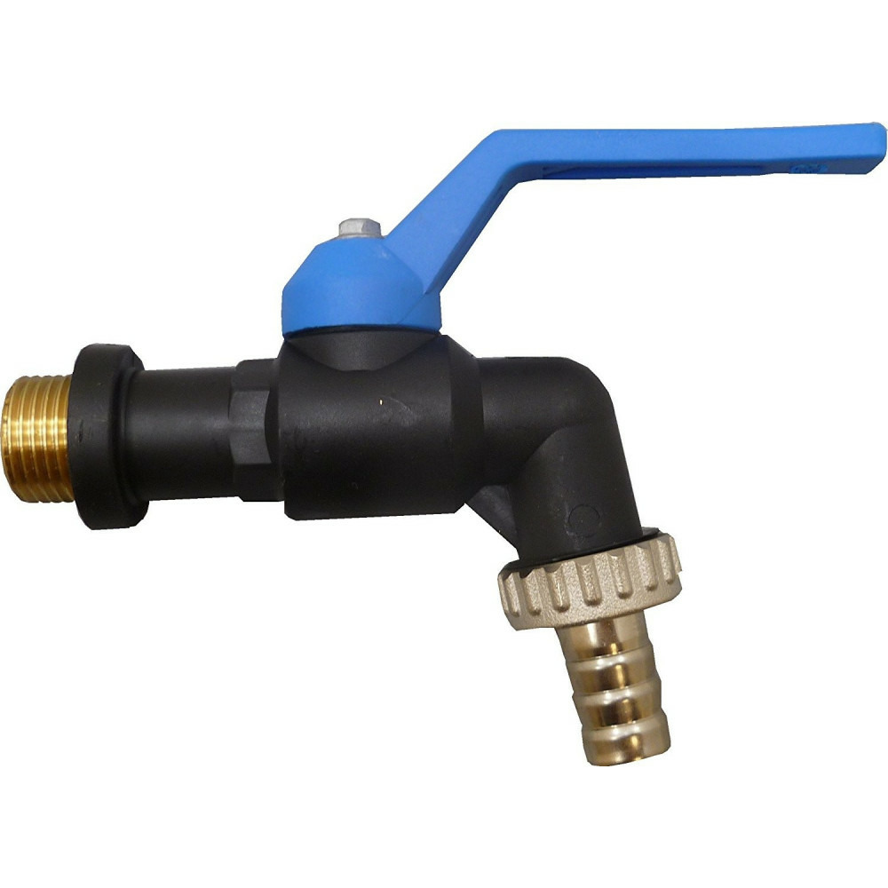 Robinet grand froid laiton 3/4 sortie 1'' poignée bleu