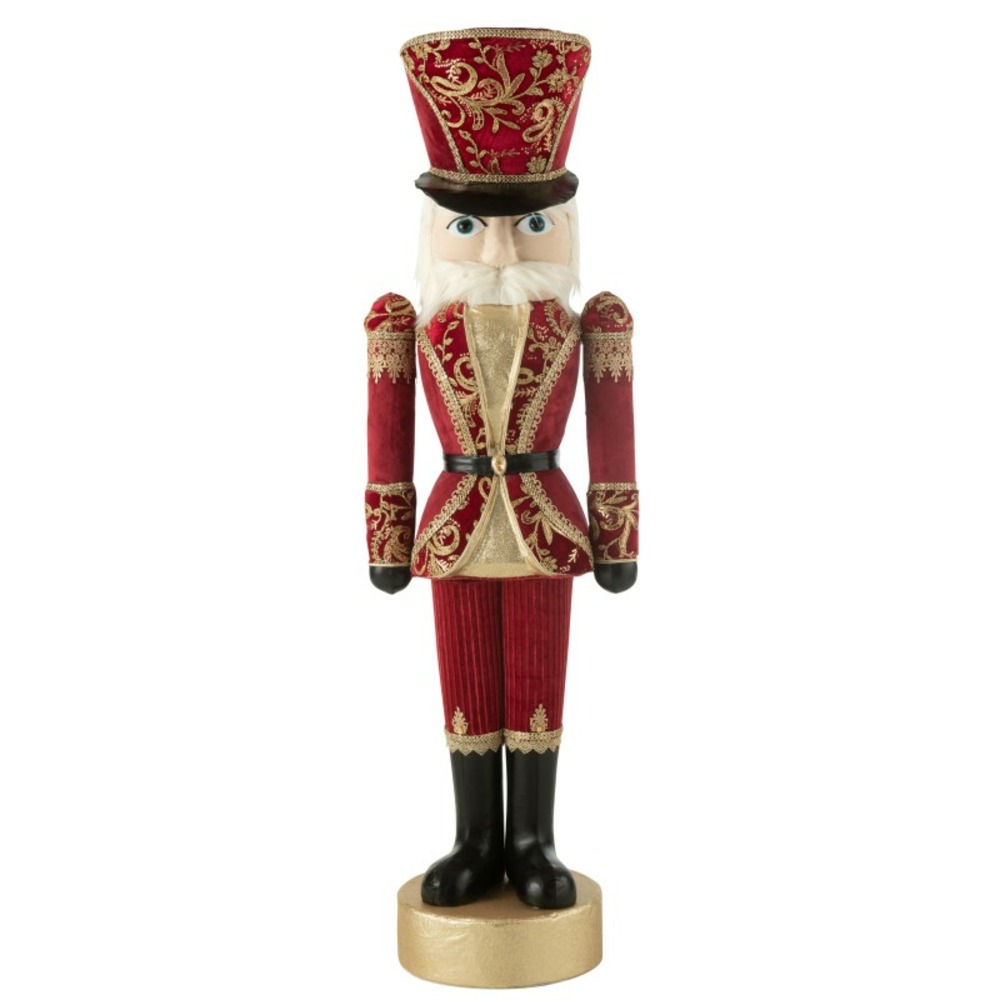 Statue casse-noisette en polyrésine rouge 44x29x148 cm