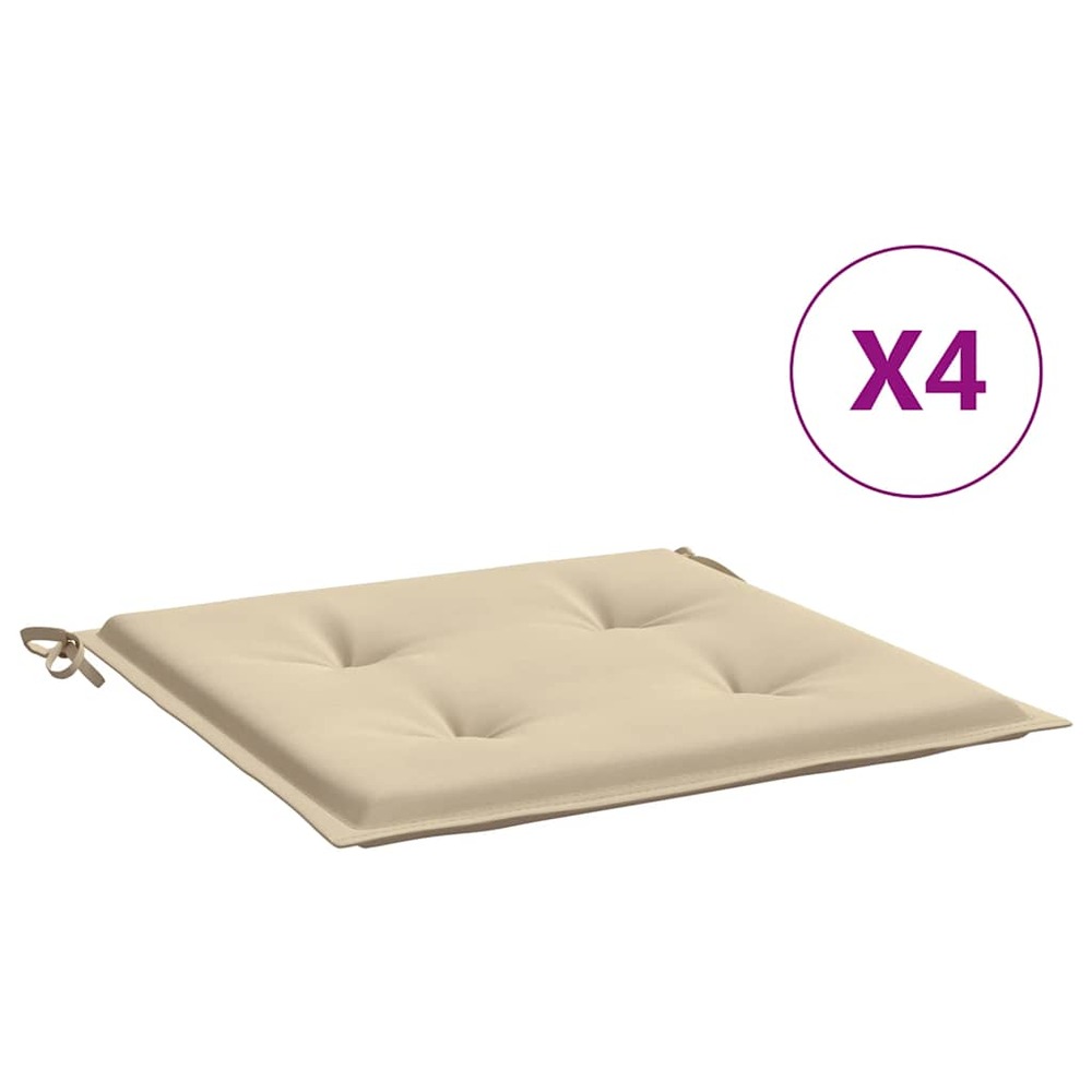 Coussins de chaise jardin lot de 4 beige 40x40x4cm tissu oxford
