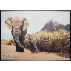 Toile imprimée encadrée "ambiance exotique" 50 x 70 cm atmosphera -eléphant
