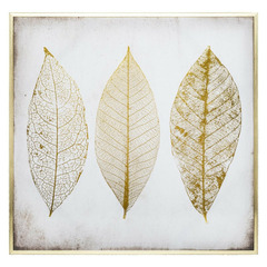 Toile imprimée cadre feuilles dorées 58 x 58 cm atmosphera
