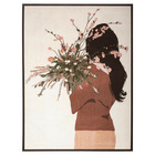 Toile imprimée "portrait" encadrée 58 x 78 cm atmosphera - fleurs roses