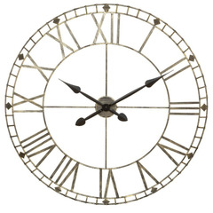 Horloge "vintage", métal brossé diamètre 77 cm atmosphera