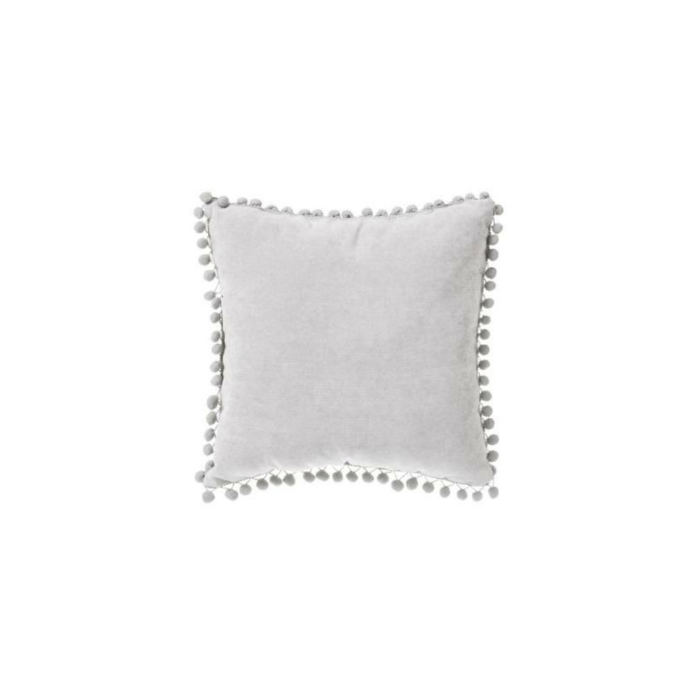 Coussin pompons 40 x 40 cm atmosphera - gris clair - coussin 40 x 40 cm