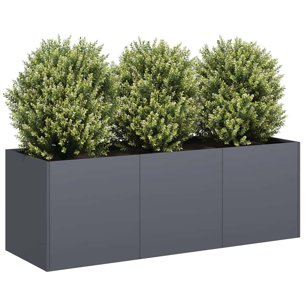 Grande jardinière acier laminé jardin anthracite 120x40x40cm