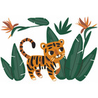 Sticker lilipinso sticker tigre et feuilles 133 x 63 cm