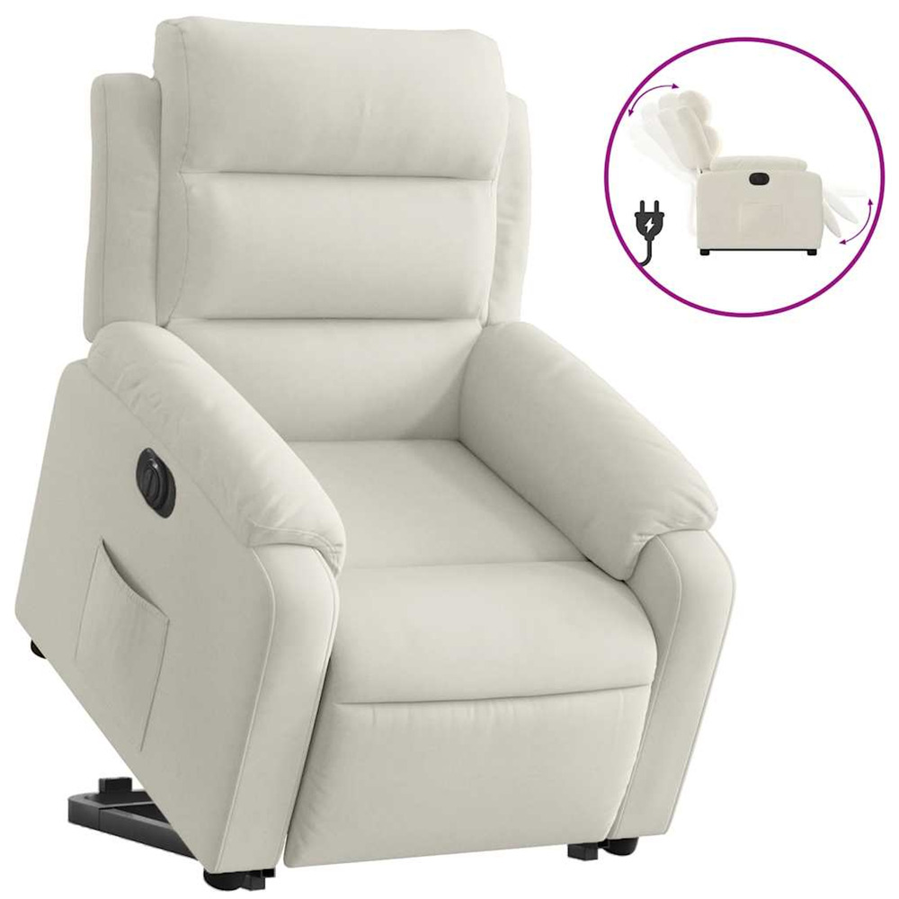 Fauteuil inclinable électrique crème velours