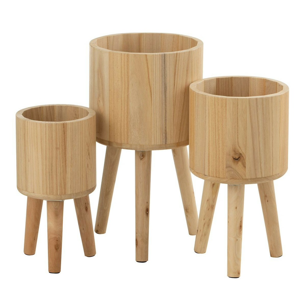 Lot de 3 cache-pots en bois 