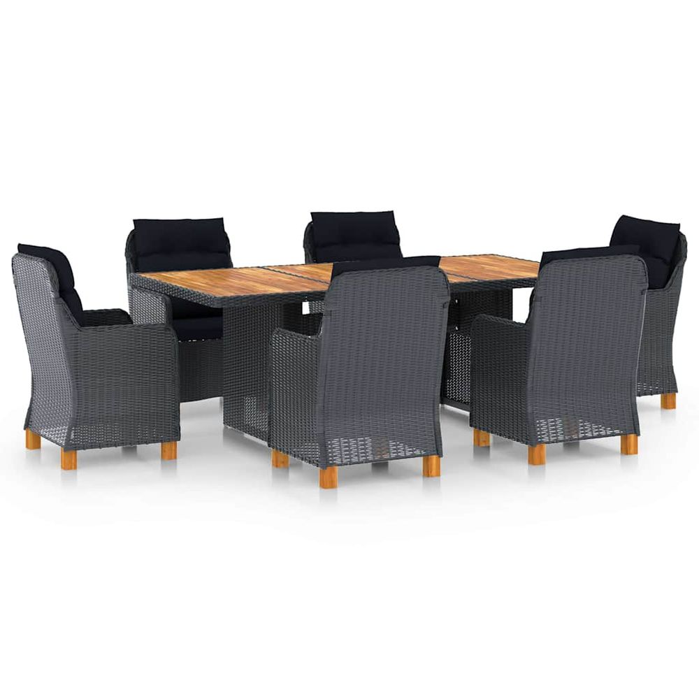 Ensemble à manger d'extérieur 7pcs et coussins résine tressée
