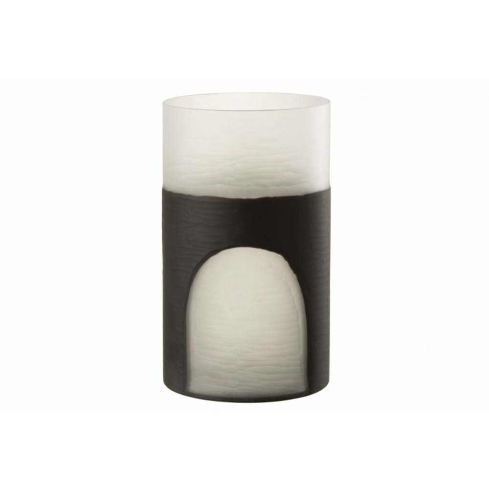 Vase rond bicolore en verre noir 18x18x31 cm