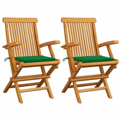 Chaises de jardin avec coussins vert 2