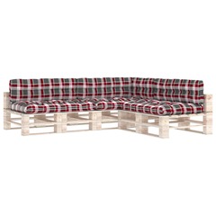 Coussins de canapé palette 7 pcs motif à carreaux rouges
