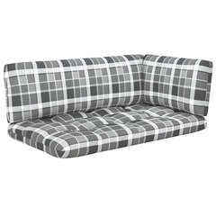Coussins de canapé palette 3 pcs motif à carreaux gris