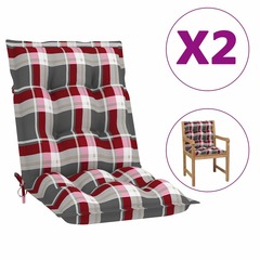 Coussins de chaise de jardin 2 pcs carreaux rouges 100x50x7 cm