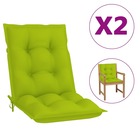 Coussins de chaise de jardin 2 pcs vert vif 100x50x7 cm