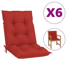 Coussins de chaise de jardin 6 pcs rouge 100x50x7 cm