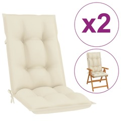 Coussins de chaise de jardin 2 pcs crème 120x50x7 cm